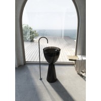 Раковина Abber Kristall AT2703Onyx, 45 х 45 см, напольная, слив в пол, прозрачная, черная