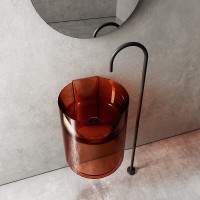 Раковина Abber Kristall AT2704Opal, 42 см, подвесная, с донным клапаном, цвет коричневый