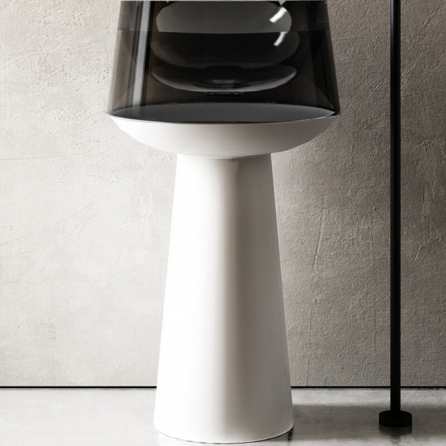 Раковина Abber Kristall AT2706White-Onyx, 50 х 50 см, слив в пол, цвет белый/черный