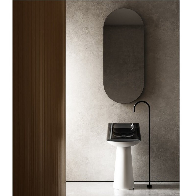 Раковина Abber Kristall AT2706White-Onyx, 50 х 50 см, слив в пол, цвет белый/черный