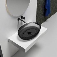 Раковина Abber Kristall AT2801Onyx, 60 х 40 см, накладная, прозрачная, черная