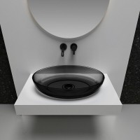 Раковина Abber Kristall AT2801Onyx, 60 х 40 см, накладная, прозрачная, черная