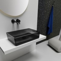 Раковина Abber Kristall AT2803Onyx, 60 х 40 см, накладная, прозрачная, черная