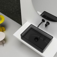 Раковина Abber Kristall AT2803Onyx, 60 х 40 см, накладная, прозрачная, черная