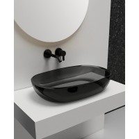 Раковина Abber Kristall AT2805Onyx, 60 х 40 см, накладная, прозрачная, черная