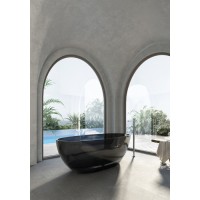Ванна прозрачная Abber Kristall 165 x 78 см отдельностоящая, черный, AT9701Onyx