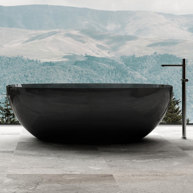 Ванна прозрачная Abber Kristall 165 x 78 см отдельностоящая, черный, AT9701Onyx