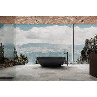 Ванна прозрачная Abber Kristall 165 x 78 см отдельностоящая, черный, AT9701Onyx