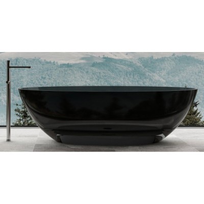 Ванна прозрачная Abber Kristall 180 x 85 см отдельностоящая, черный, AT9702Onyx