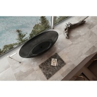 Ванна прозрачная Abber Kristall 180 x 85 см отдельностоящая, черный, AT9702Onyx