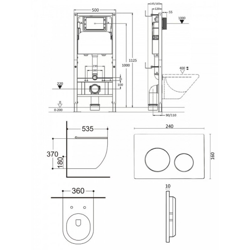 Инсталляция Agger ATI09150L+APB100, с подвесным безободковым унитазом, сиденье микролифт, Tornado, клавиша хром