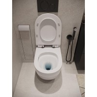 Инсталляция Agger ATI09150L+APB144, с подвесным безободковым унитазом, сиденье микролифт, Tornado, клавиша черная матовая