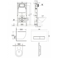 Инсталляция Agger ATI09150L+APB200, с подвесным безободковым унитазом, сиденье микролифт, Tornado, клавиша хром