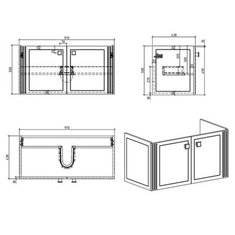 Тумба под раковину BelBagno Atria ATRIA-1000-2A-SO-BL, Bianco Lucido