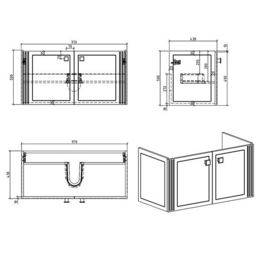 Тумба под раковину BelBagno Atria ATRIA-1000-2A-SO-BL, Bianco Lucido