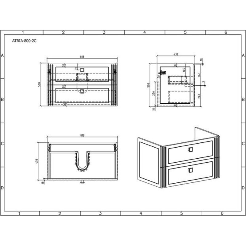 Тумба под раковину BelBagno Atria BelBagno Atria ATRIA-850-2C-SO-BL, Bianco Lucido