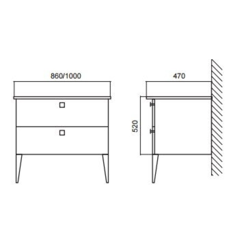 Тумба под раковину BelBagno Atria BelBagno Atria ATRIA-850-2C-SO-BL, Bianco Lucido