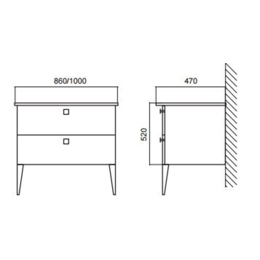 Тумба под раковину BelBagno Atria BelBagno Atria ATRIA-850-2C-SO-BL, Bianco Lucido