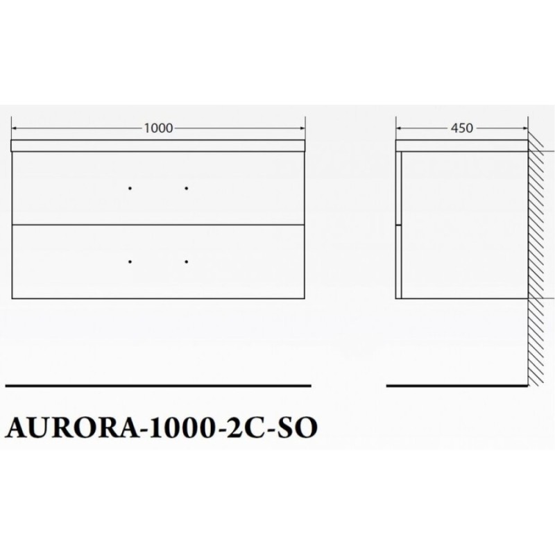 Тумба под раковину BelBagno Aurora AURORA-1000-2C-SO-RT подвесная (2 ящ.)