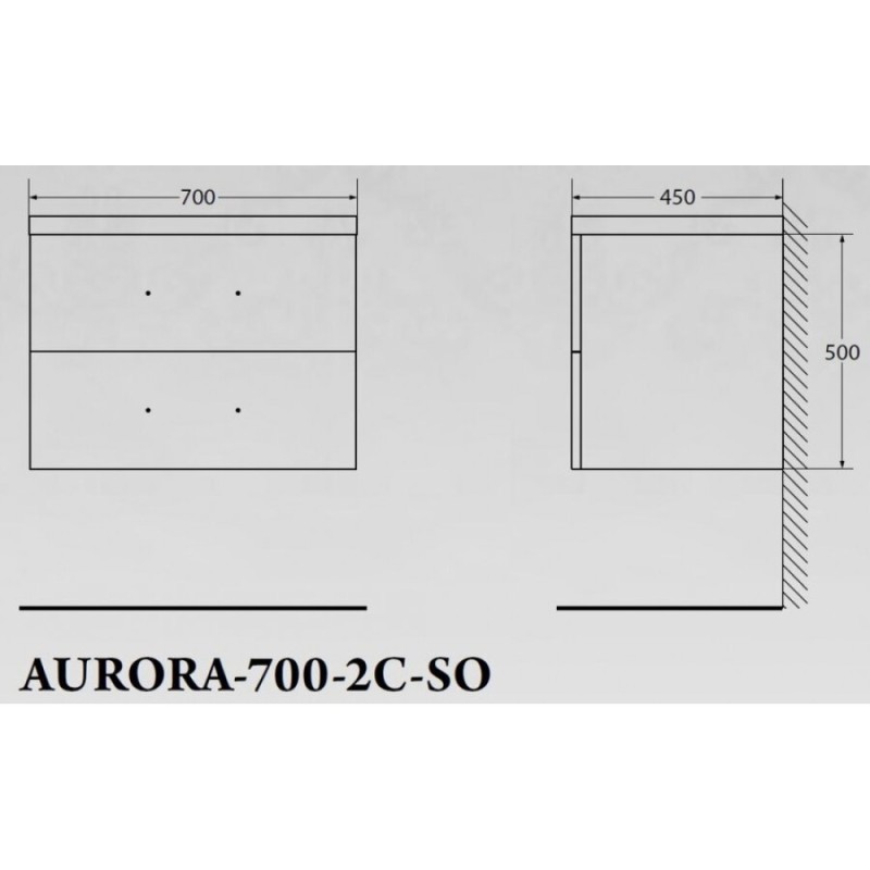 Тумба под раковину BelBagno Aurora AURORA-700-2C-SO-MV подвесная (2 ящ.)