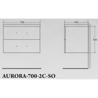 Тумба под раковину BelBagno Aurora AURORA-700-2C-SO-PB подвесная (2 ящ.)