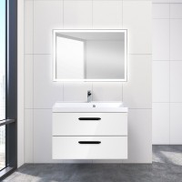 Тумба под раковину BelBagno Aurora 80 см, подвесная, цвет Bianco Lucido, Aurora-800-2C-SO-BL