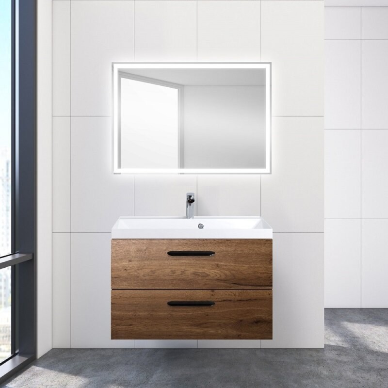 Тумба под раковину BelBagno Aurora 80 см, подвесная, цвет Rovere Tabacco, Aurora-800-2C-SO-RT