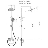 BOND B01-8100 Душевая система с тропическим душем и смесителем без излива