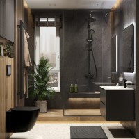 BOND B01-8888 Черная душевая стойка с тропическим душем без смесителя