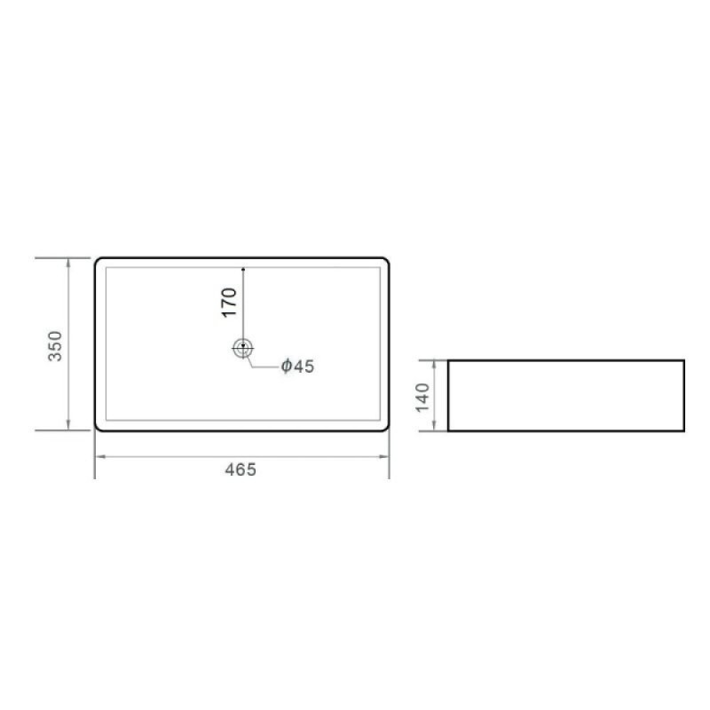 Раковина накладная Orange, без перелива, черный матовый, B02-460MB