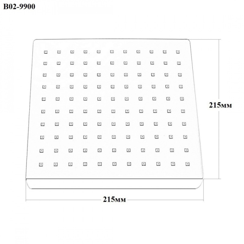 BOND Куб B02-9900 Верхний душ 215*215мм с силиконовыми форсунками