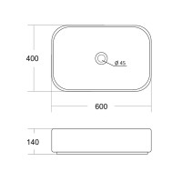 Раковина Orange, B03-600W, 60 см, фарфор, цвет белый