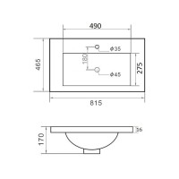 Раковина Orange B03-800B, 81 см, фарфор, черная матовая