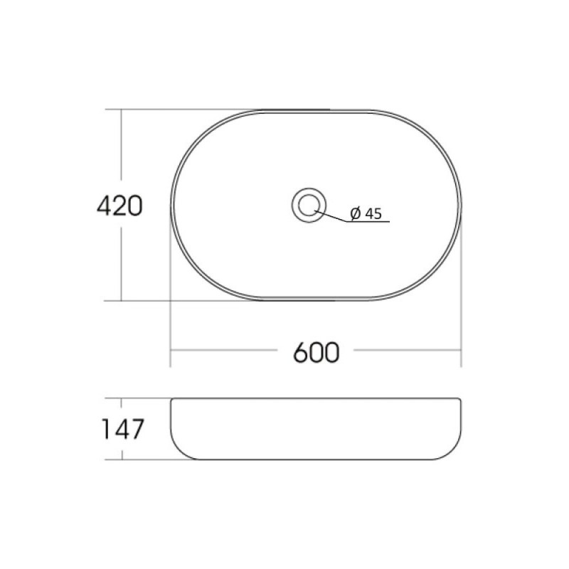 Раковина Orange, B04-600W, 60 см, фарфор, цвет белый
