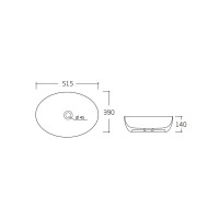 Раковина Orange, B05-520W, 52 см, фарфор, цвет белый