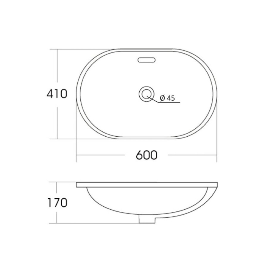 Раковина Orange, B05-600W, 60 см, фарфор, цвет белый