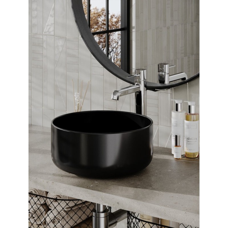 Раковина накладная Orange 34,5 см, фарфор, черный матовый, B07-345B