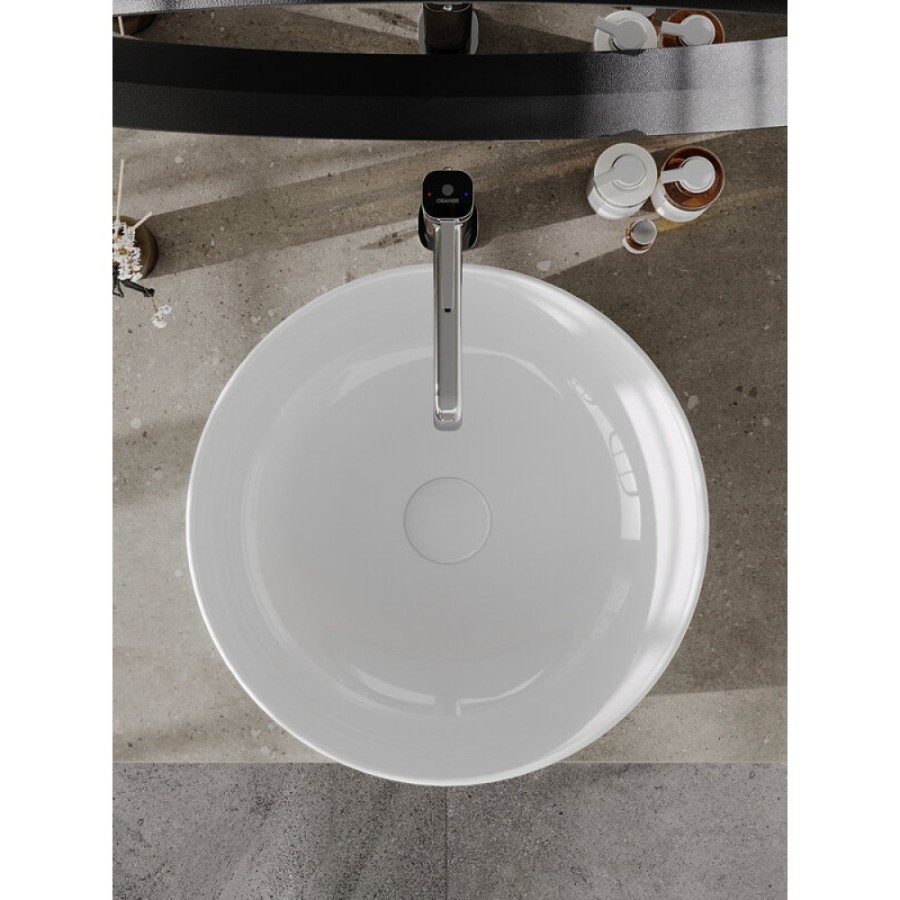 Раковина накладная Orange 42 см, фарфор, белый глянец, B07-420W