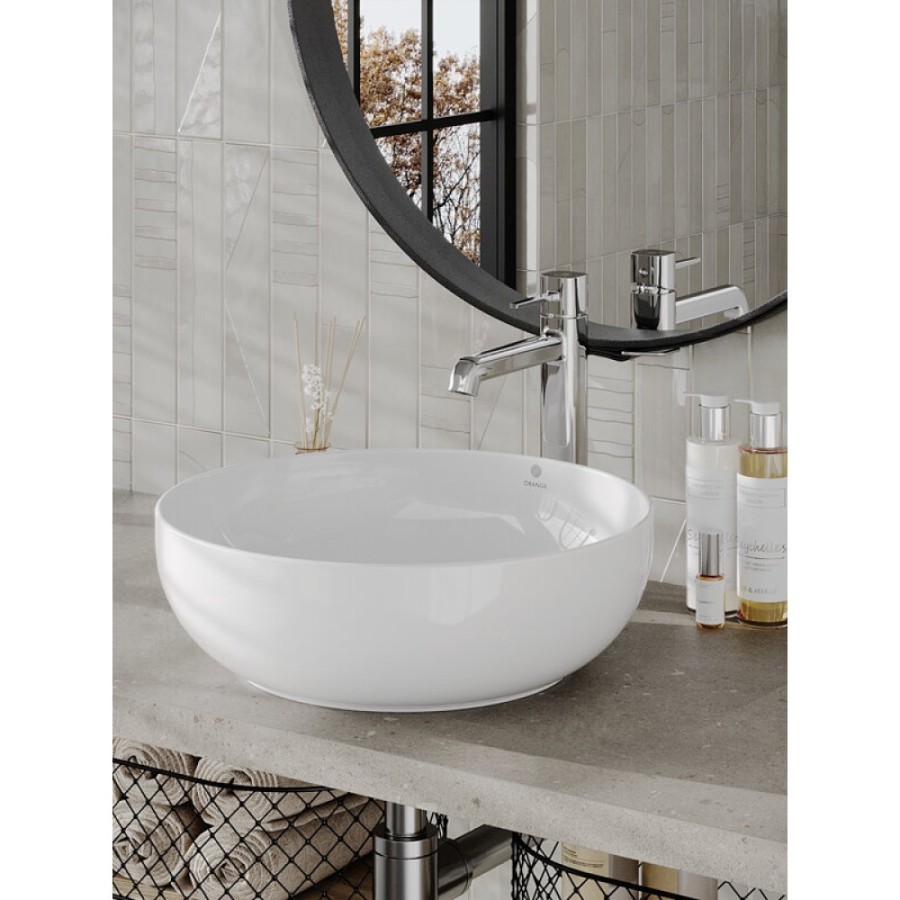 Раковина накладная Orange 42 см, фарфор, белый глянец, B07-420W
