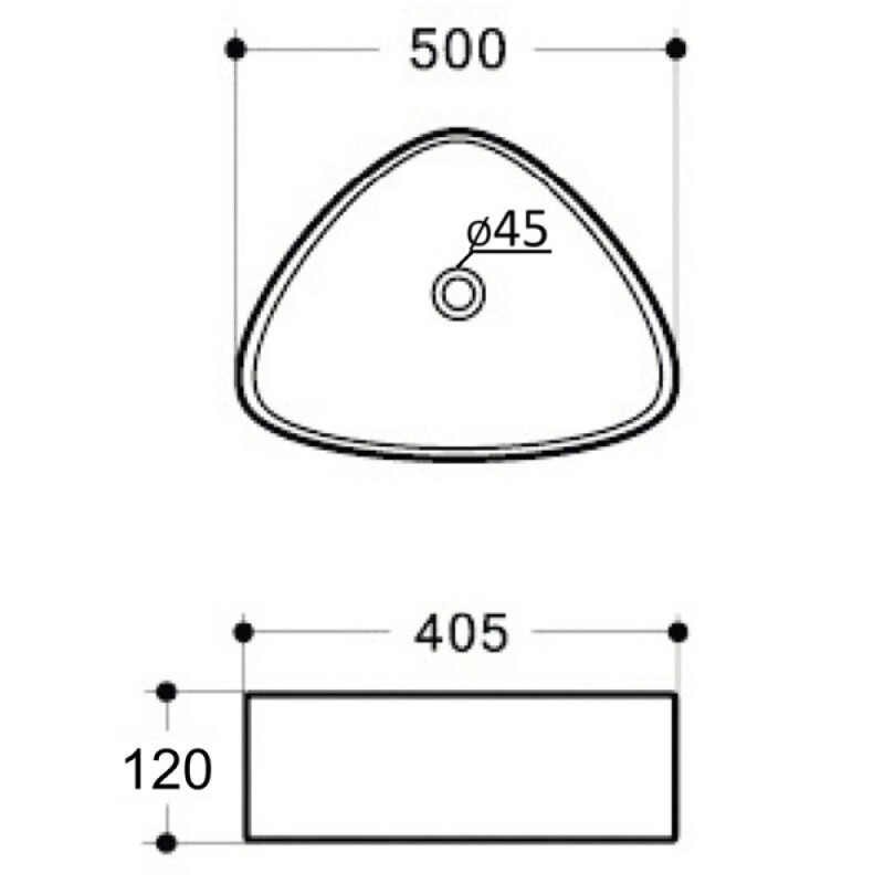 Раковина накладная Orange 50 см, фарфор, белый глянец, B07-500W