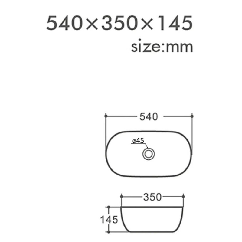 Раковина накладная Orange 54 см, фарфор, белый глянец, B07-540W