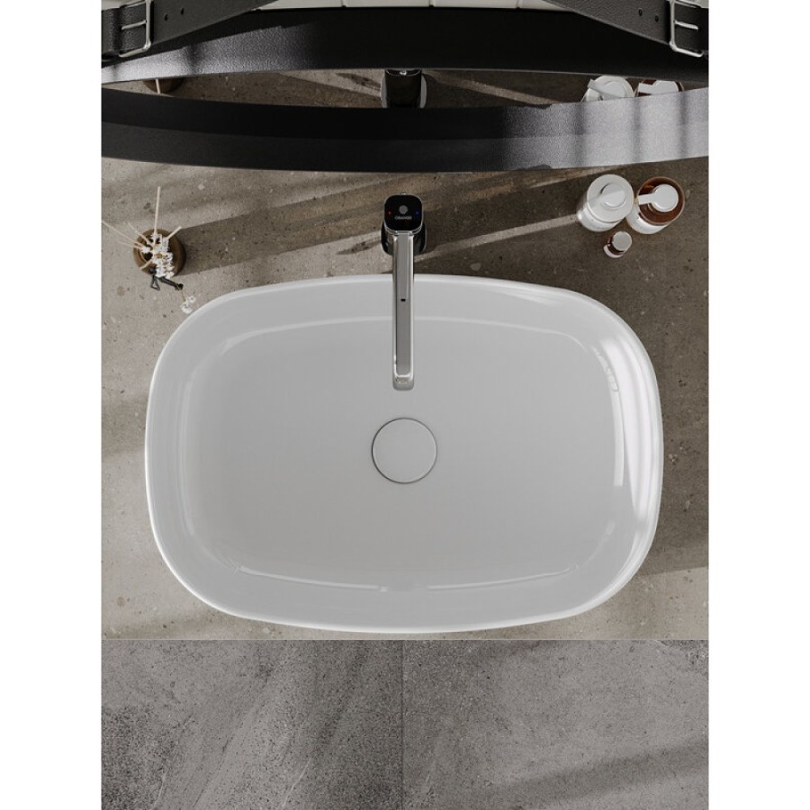 Раковина накладная Orange 54 см, фарфор, белый глянец, B07-540W