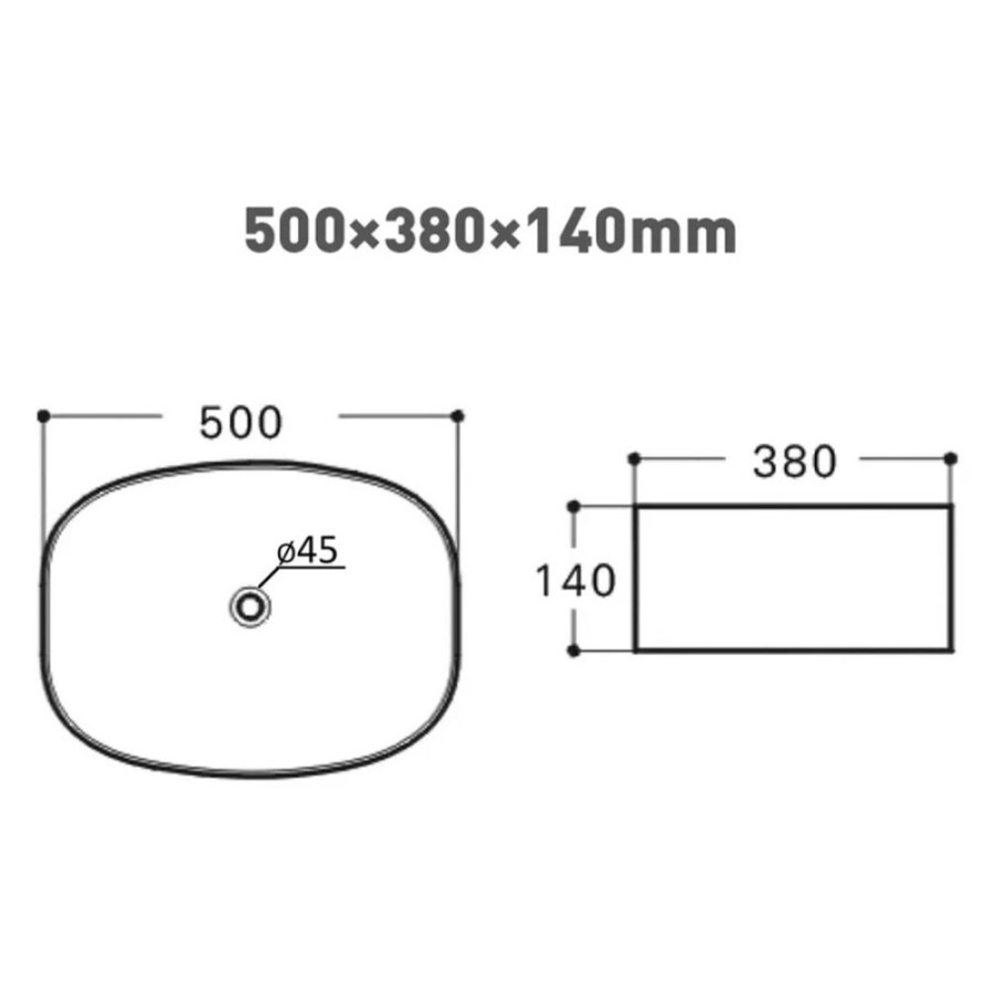 Раковина накладная Orange 50 см, фарфор, белый глянец, B08-500W
