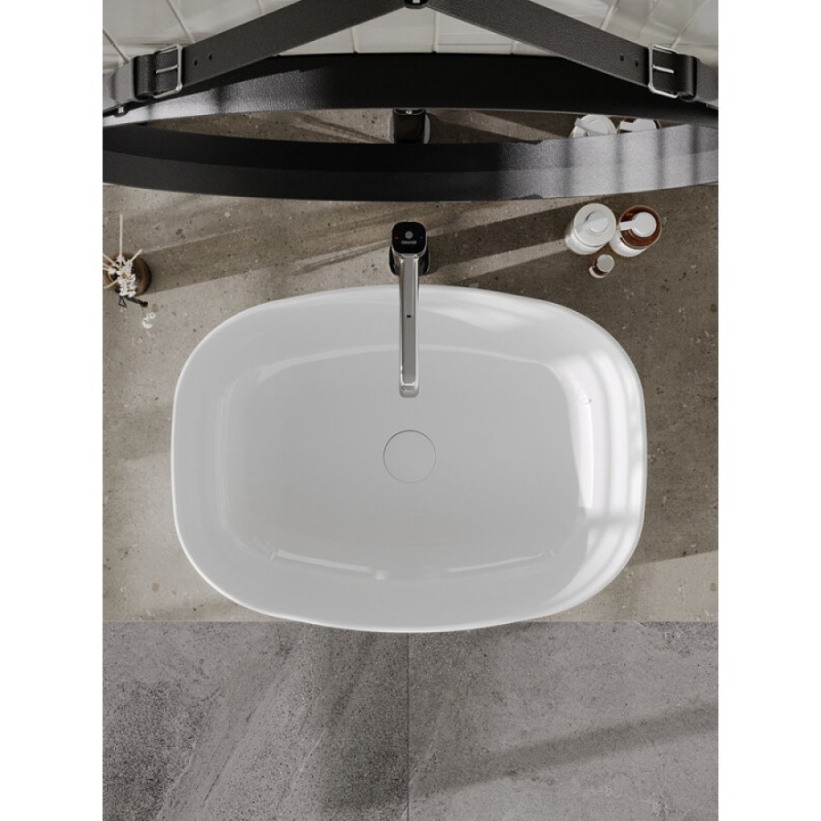 Раковина накладная Orange 50 см, фарфор, белый глянец, B08-500W