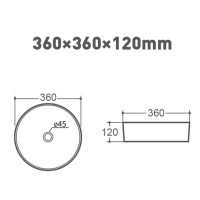 Раковина накладная Orange 36 см, фарфор, белый глянец, B09-360W