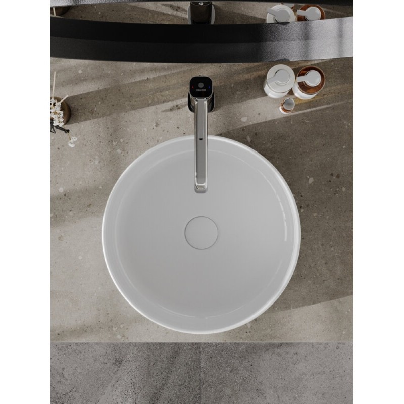 Раковина накладная Orange 36 см, фарфор, белый глянец, B09-360W