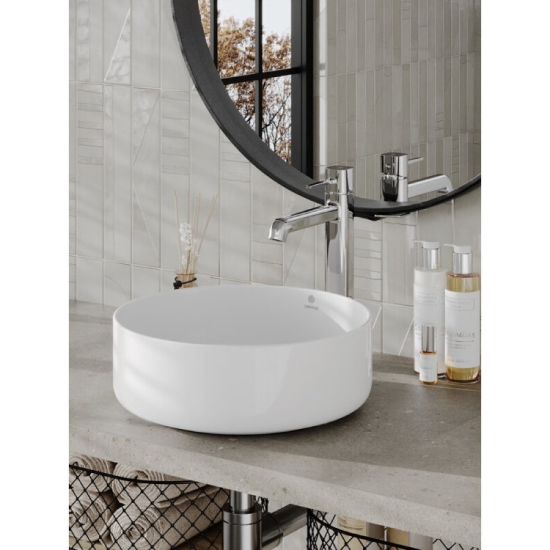 Раковина накладная Orange 36 см, фарфор, белый глянец, B09-360W