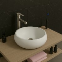BOND B63-2700 Смеситель однорычажный высокий без донного клапана для накладной раковины, сатин матовый