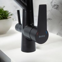 BOND B64-0488 Смеситель для кухни под фильтр с краном для питьевой воды, черный матовый