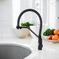BOND B64-0488 Смеситель для кухни под фильтр с краном для питьевой воды, черный матовый
